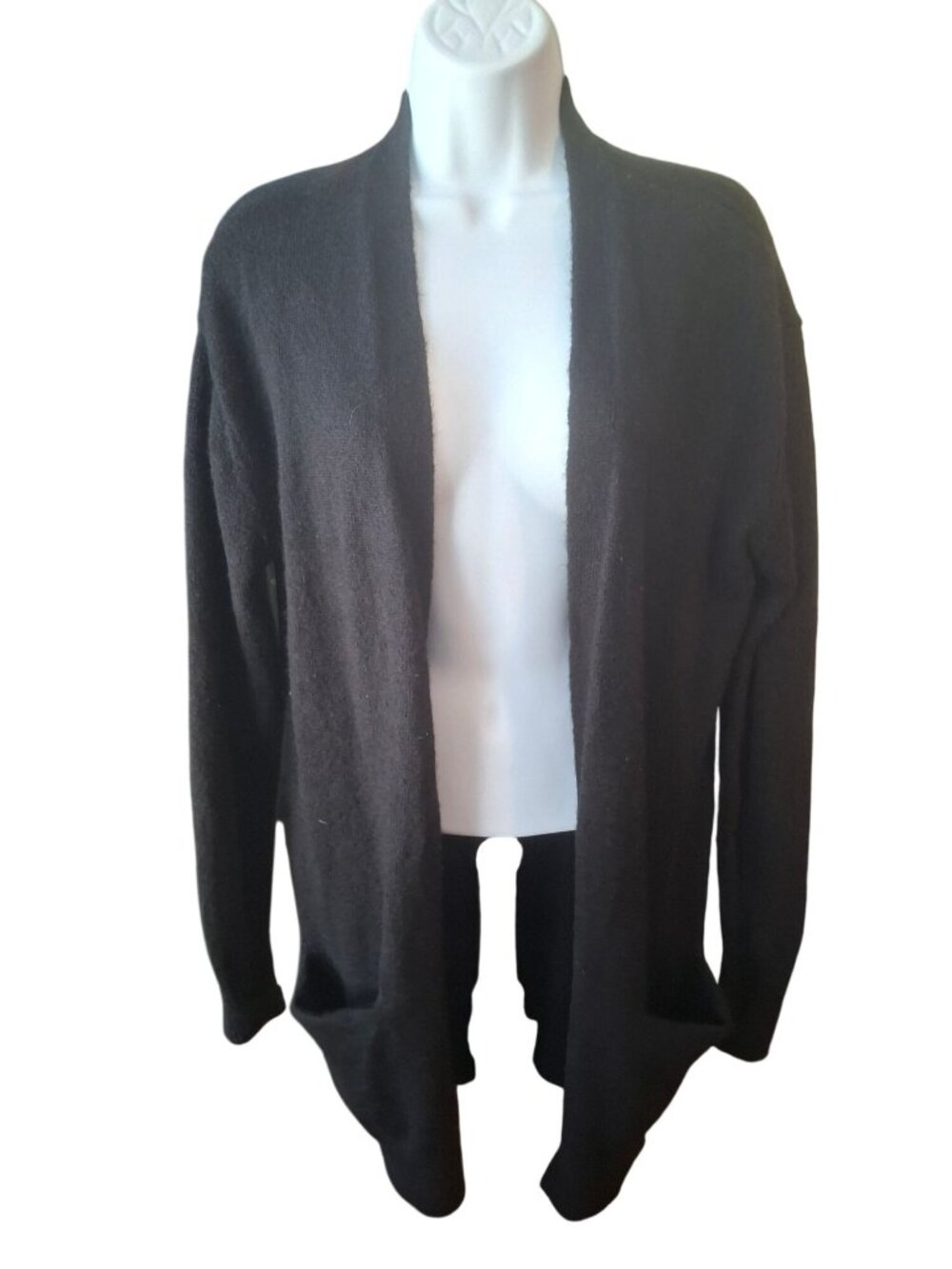 Banana Republic Womens S Black Long Open Front Cardigan Sweater Quiet Luxury